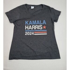 Kamala Harris 2024 Shirt Womens Large Gray Presidential Election Shirt V‎ Neck